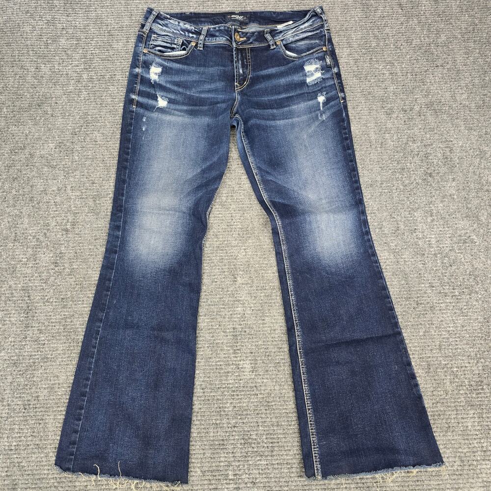 Silver Jeans Suki Bootcut Jeans Womens 33x32 Dark Wash Distressed Stretch